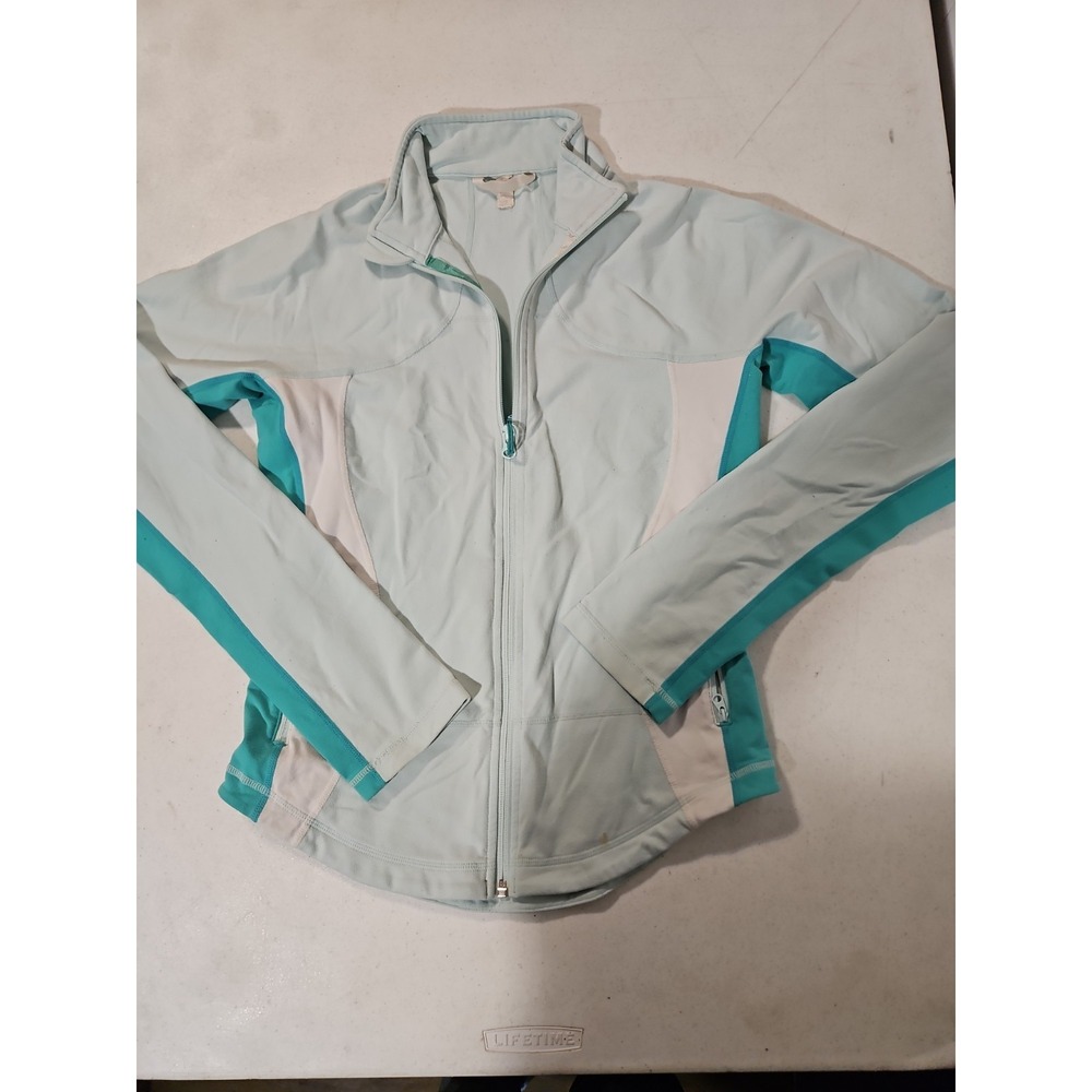 Lululemon Forme Define Jacket Size 10 Aqua Full Zip Pockets Vintage(L112